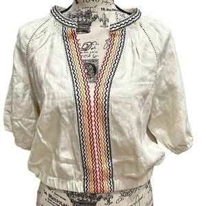 Marine Layer Peasant Style Embroider Trim Blouse Womens Small New